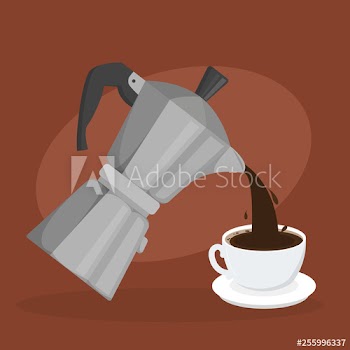 Pouring coffee from french press into the white cup