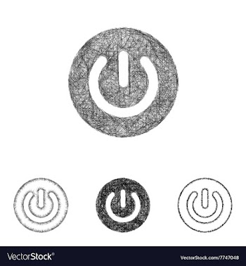 Power icon set - sketch line art vector image