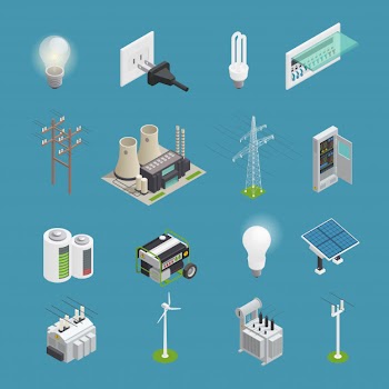 Power icons isometric set Free Vector