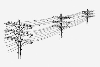 Power lines border drawing, white | Free Photo - rawpixel