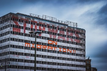 Powerful message, words approximately 10 meters tall across a concrete building which is possibly from communist era Berlin. The building is empty but to me speaks volumes not only for its message but for its history.
