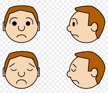 Powerpoint People Expressions, Etc - Sad Face Side View Cartoon