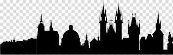 Prague Silhouette Line art , Landmarks transparent background PNG clipart