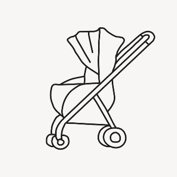 Pram hand drawn collage element, | Free PSD Illustration - rawpixel