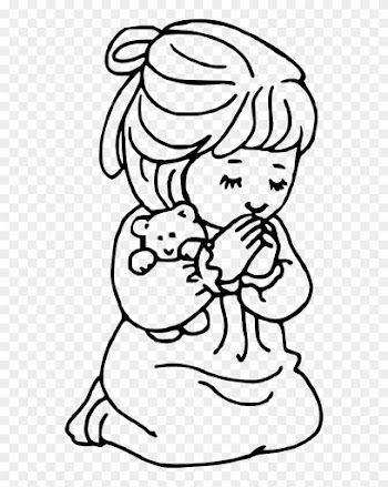Prayer Coloring Pages Catholic Lord - Girl Clip Art Black N White