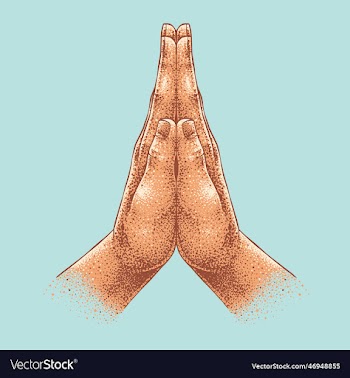 praying hands drawing in pointilism technique