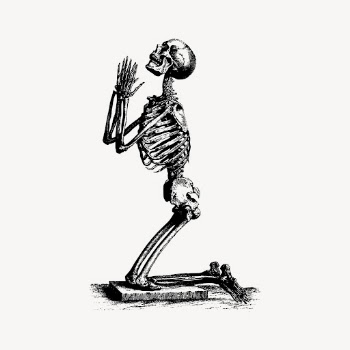 Praying skeleton drawing, vintage illustration | Free Vector - rawpixel