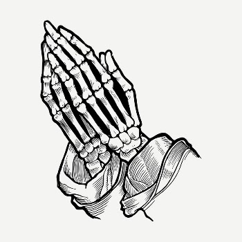 Praying skeleton hands drawing, vintage | Free PSD - rawpixel