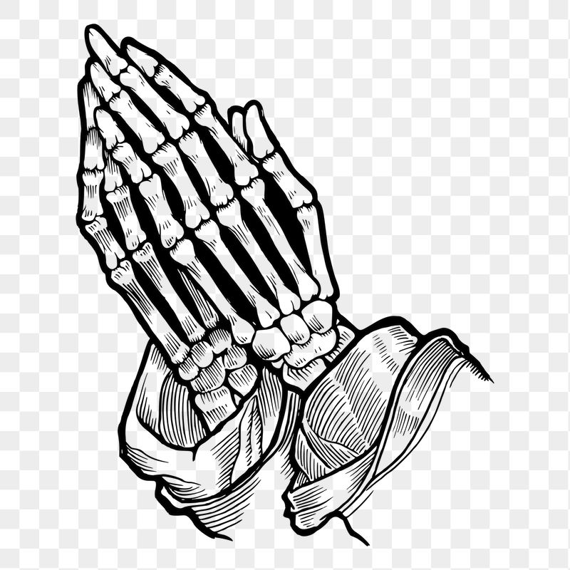 Praying skeleton hands png sticker | Free PNG - rawpixel