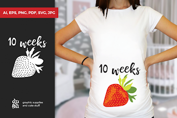 Pregnancy Week by Week SVG Cut Files - Strawberry