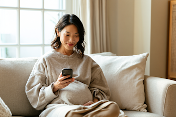 Pregnant Woman Engaged in Telehealth Consultation