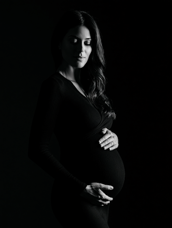 Pregnant Woman in Black and White