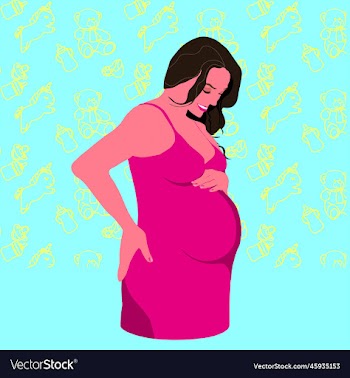 pregnant woman in pink dress image