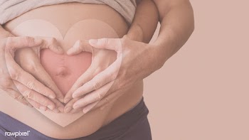 Pregnant woman on a beige background | Free  illustration - 2323486