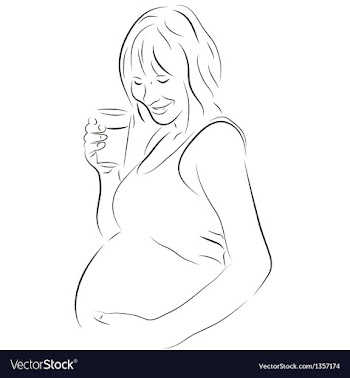 Pregnant woman with a glass of milk vector image