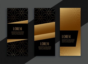Premium golden vertical banners card set Free Vector