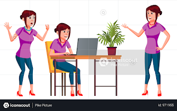 Premium Lady Employee Illustration download in PNG & Vector format ...