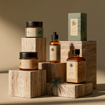 Premium Organic Skincare Packaging with Botanical Label Design