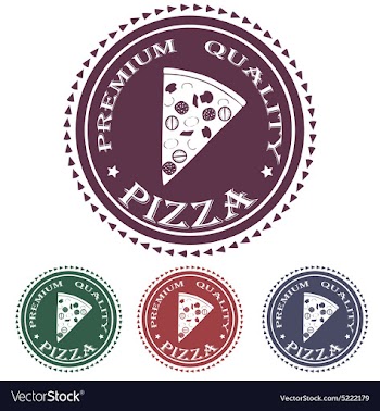 Premium pizza quality label stamp design element vector image