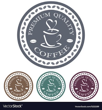 Premium quality coffee label stamp design element vector image