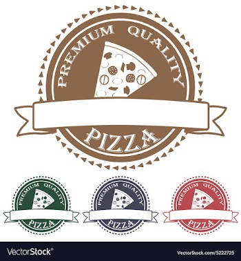 Premium quality pizza label stamp banner design vector image