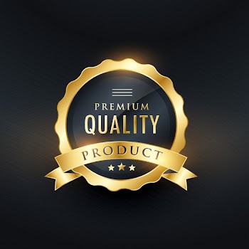 Premium quality product golden label design Free Vector