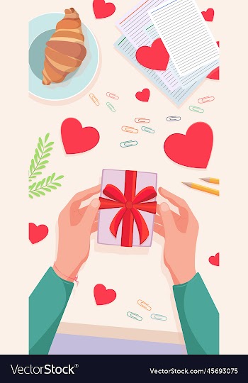 preparing for valentines day hands with a box