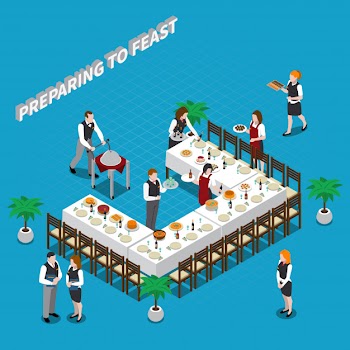 Preparing to feast isometric illustration Free Vector
