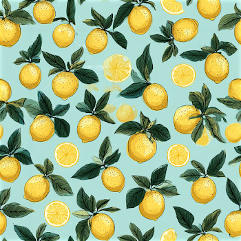 Preppy Retro Lemon Pattern on Soft Blue Background