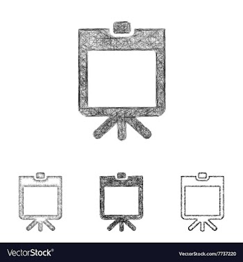 Presentation icon set - sketch line art vector image