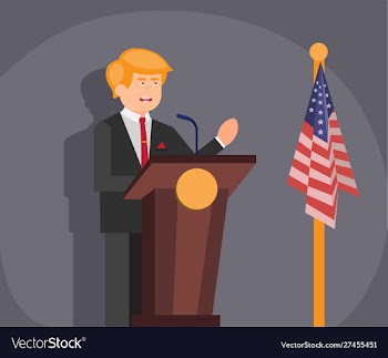 President speech in podium flat design vector image