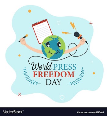 press freedom day earth character holding mic
