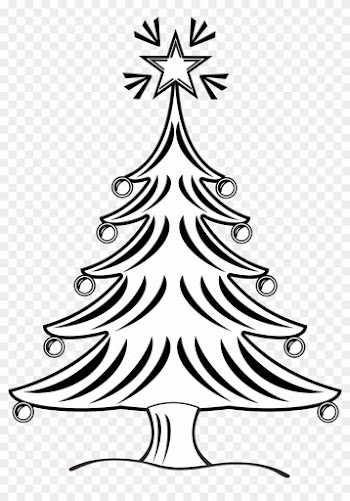 Pretty Black And White Christmas Tree Clipart Clipartfox - Christmas Tree Drawing Black And White