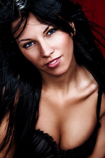 pretty black hair woman, studio shot