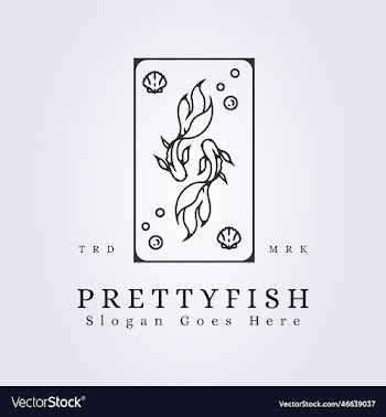 pretty couple ocean fish logo line art