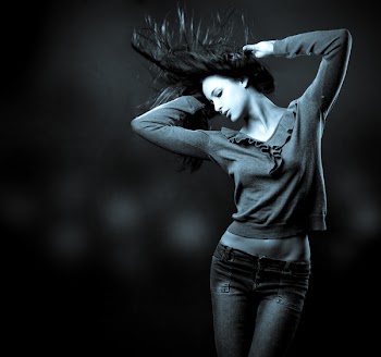 pretty European model with long brown healthy hair