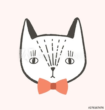 Pretty face or head of cat with elegant bow tie