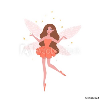 Pretty fairy in beautiful dress and with butterfly wings isolated on white background