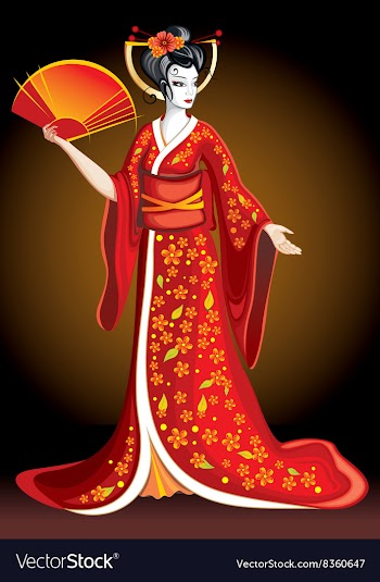 Pretty Geisha Cartoon vector image