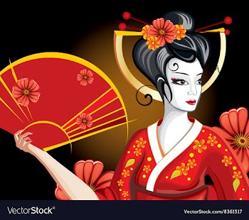 Pretty Geisha Cartoon vector image