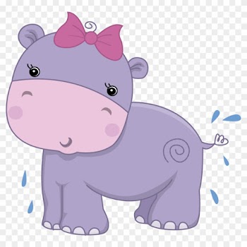 Pretty Pink Girly Jungle Animals - Baby Safari Hippo Greeting Card
