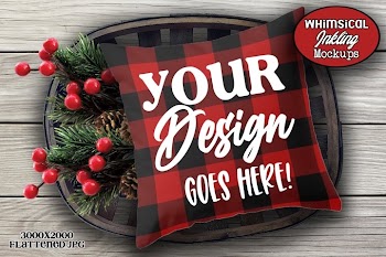 Pretty Plaid Christmas Pillow Mockup