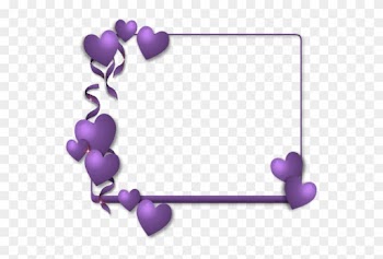 Pretty Rectangle Frame With Purple Hearts - Heart Borders And Frames