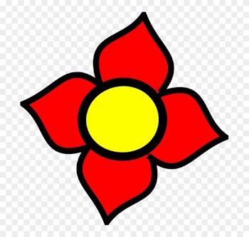 Pretty Red, Yellow, Leaf, Flower, Plant, Four, Pretty - Flower With 4 Petals Clip Art