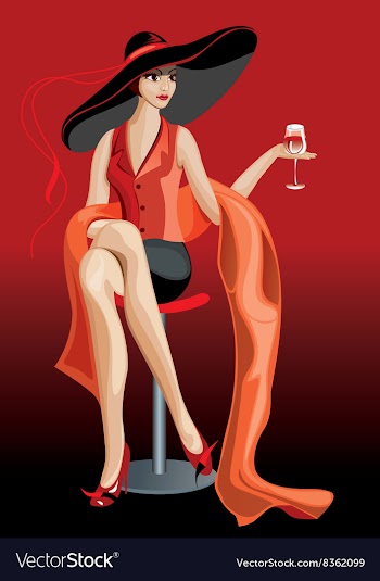 Pretty Woman Drinking a Glass of Wine vector image