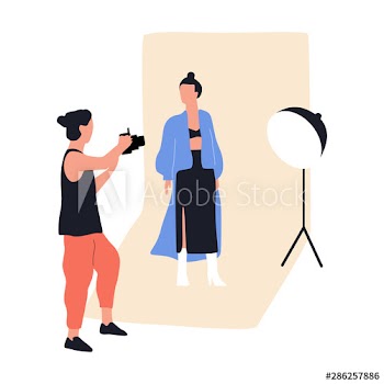 Pretty woman making photoshoot on the white