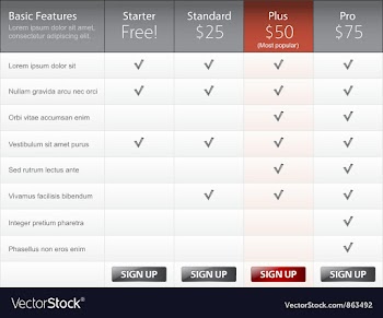 Pricing page vector image