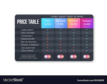 pricing plans for websites and applications dark