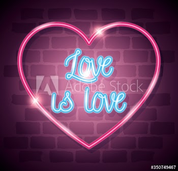 pride day neon light with label love is love design