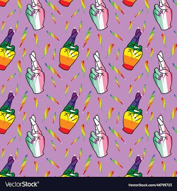 pride hand signs thunder icons seamless pattern